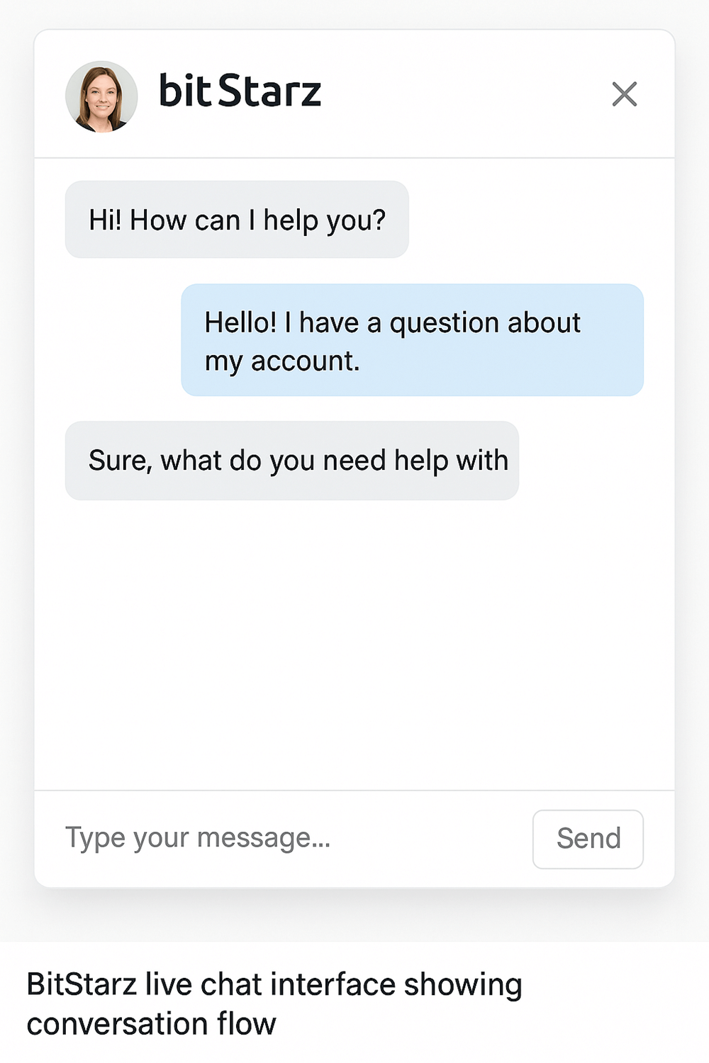 BitStarz live chat interface showing conversation flow.