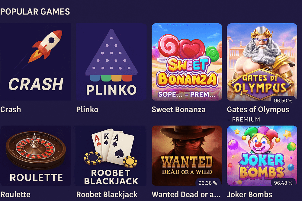 Roobet's game selection prioritizes both entertainment value and transparent RTP rates