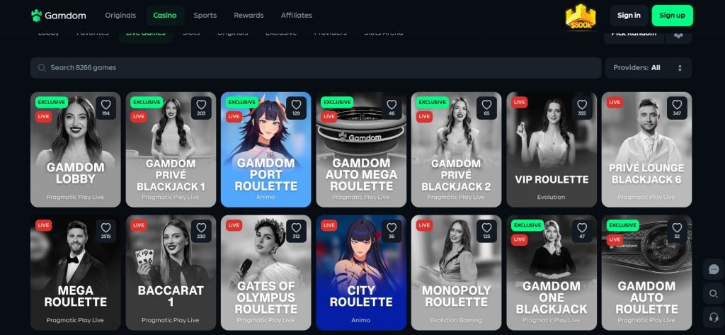 gamdom live casino